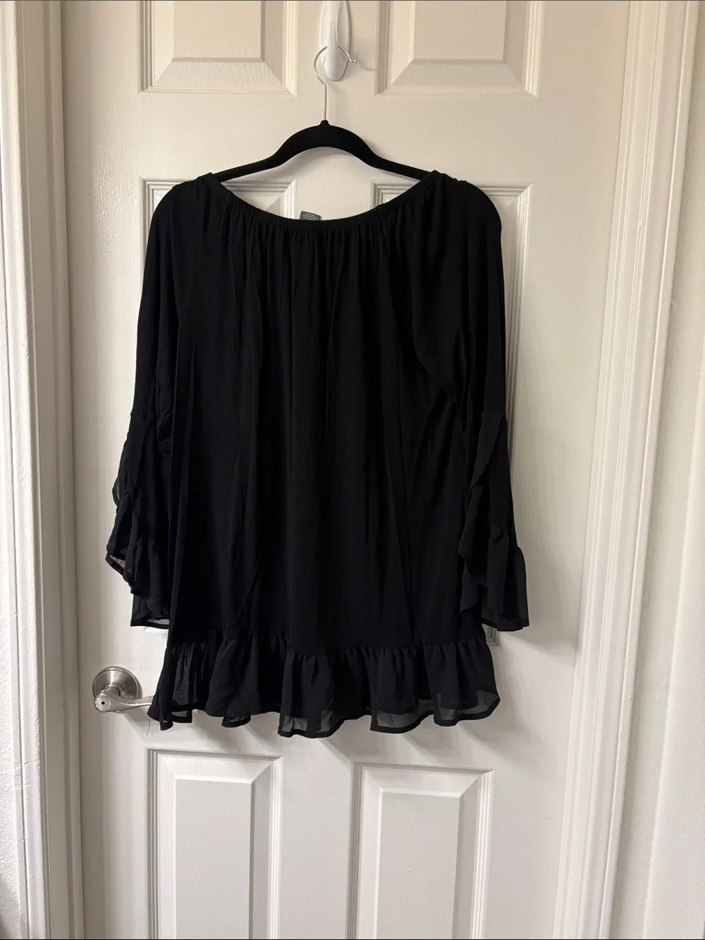 Kate & Mallory Black Ruffle-Hem Peasant Blouse - Picture 4 of 4